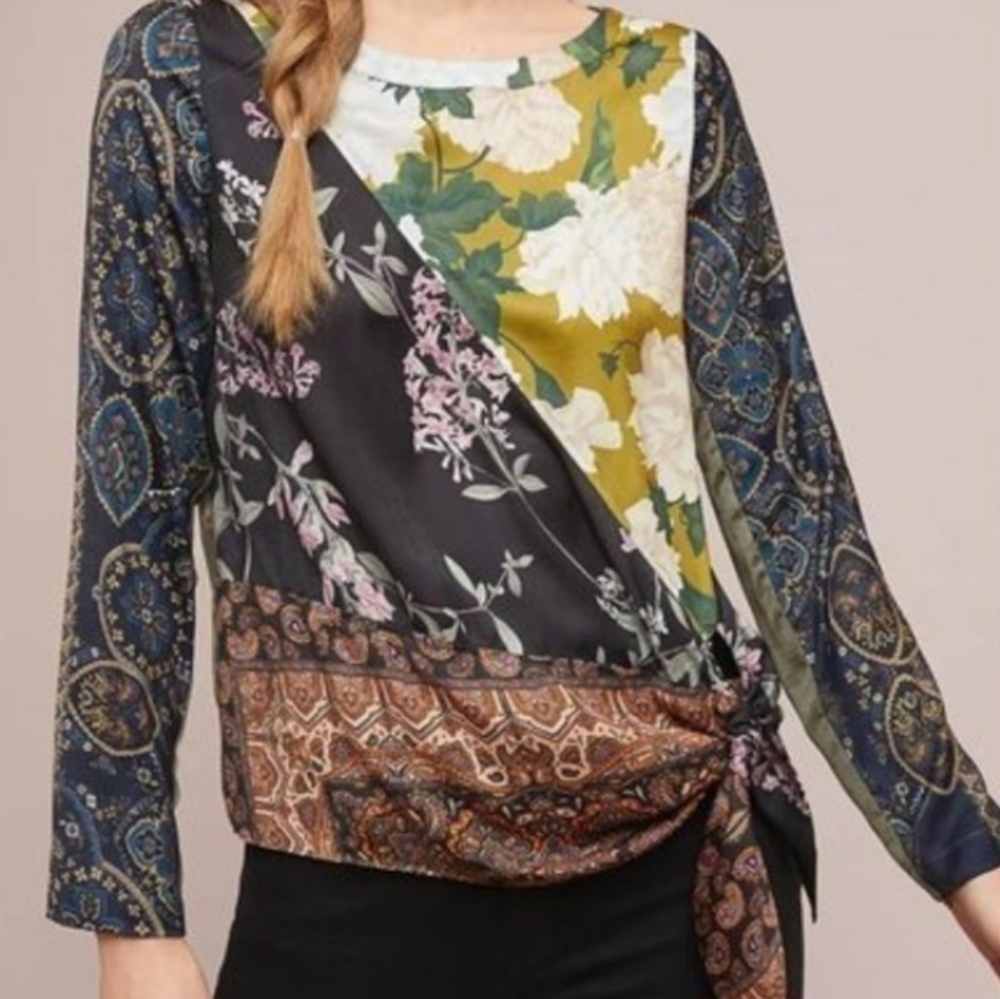 Tiny Anthropologie Patchwork Blooms Blouse